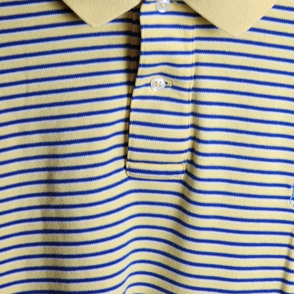 Ralph Lauren Polo Short Sleeve Blue And‎ Yellow Stripes Size XL